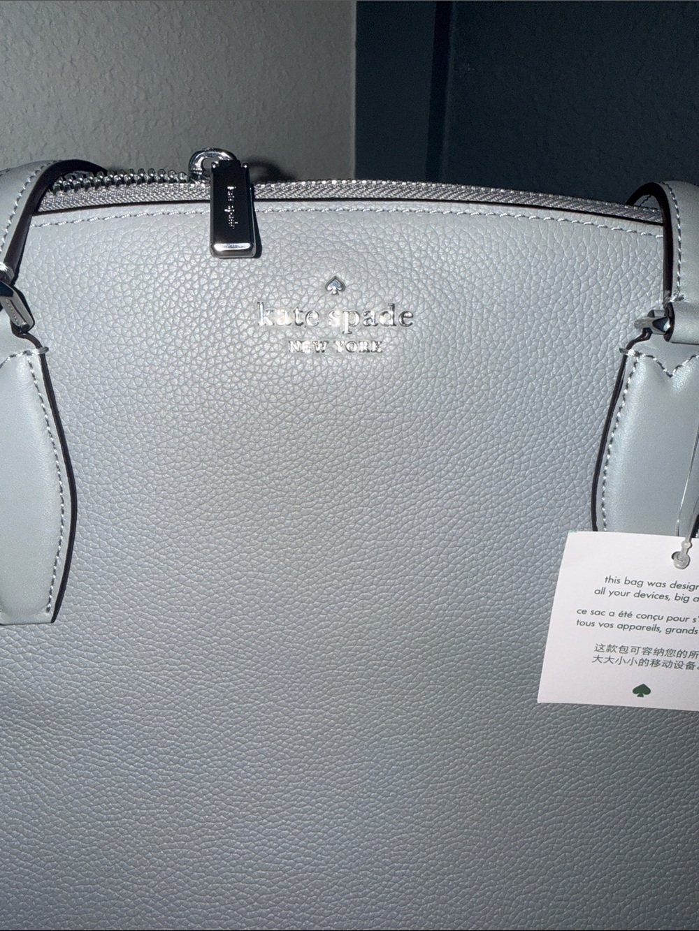 kate spade light gray pebbled leather tote - Picture 2 of 12